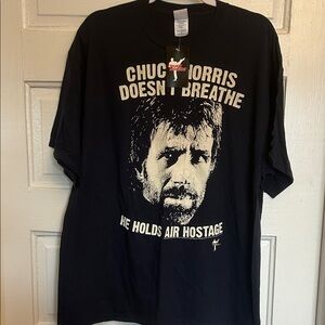 Black Graphic Chuck Norris T‑Shirt